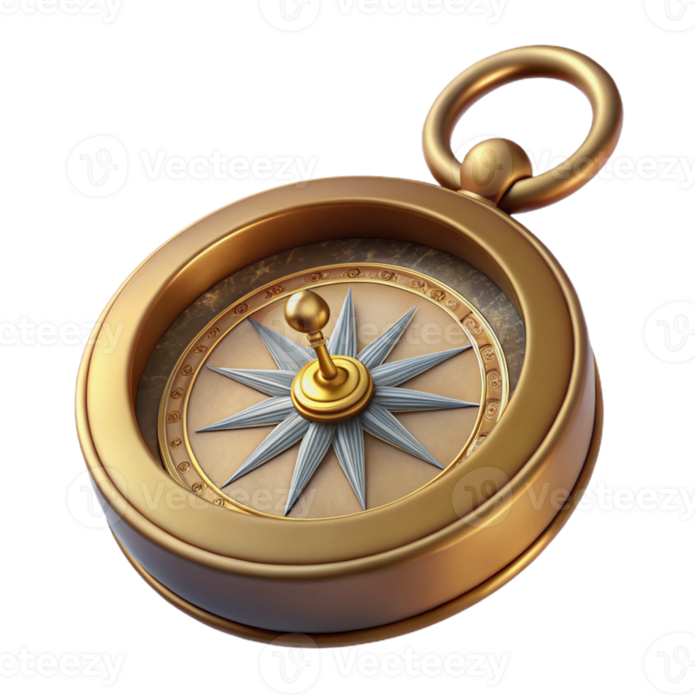 magnificent traditional Antique Compass with Decorative Lid Isolated Element high resolution png