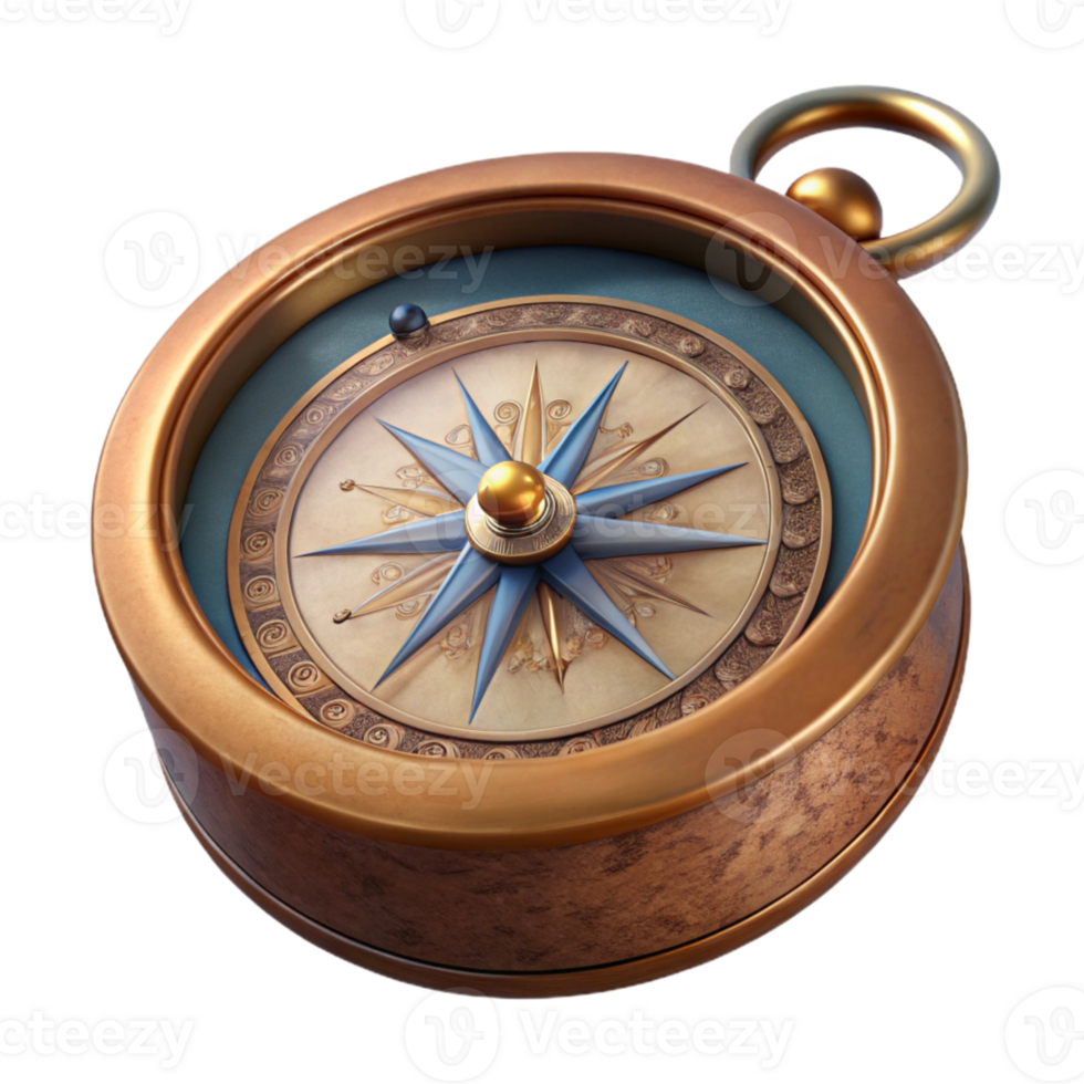 serene contemporary Antique Compass with Decorative Lid Isolated Element exclusive png