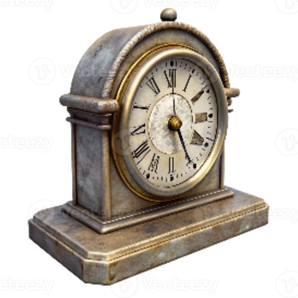 magnificent artistic Antique Desk Clock with Roman Numerals Transparent Background professional png