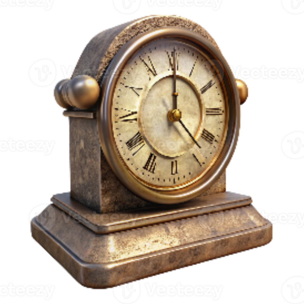 vibrant traditional Antique Desk Clock with Roman Numerals Transparent Background high quality png