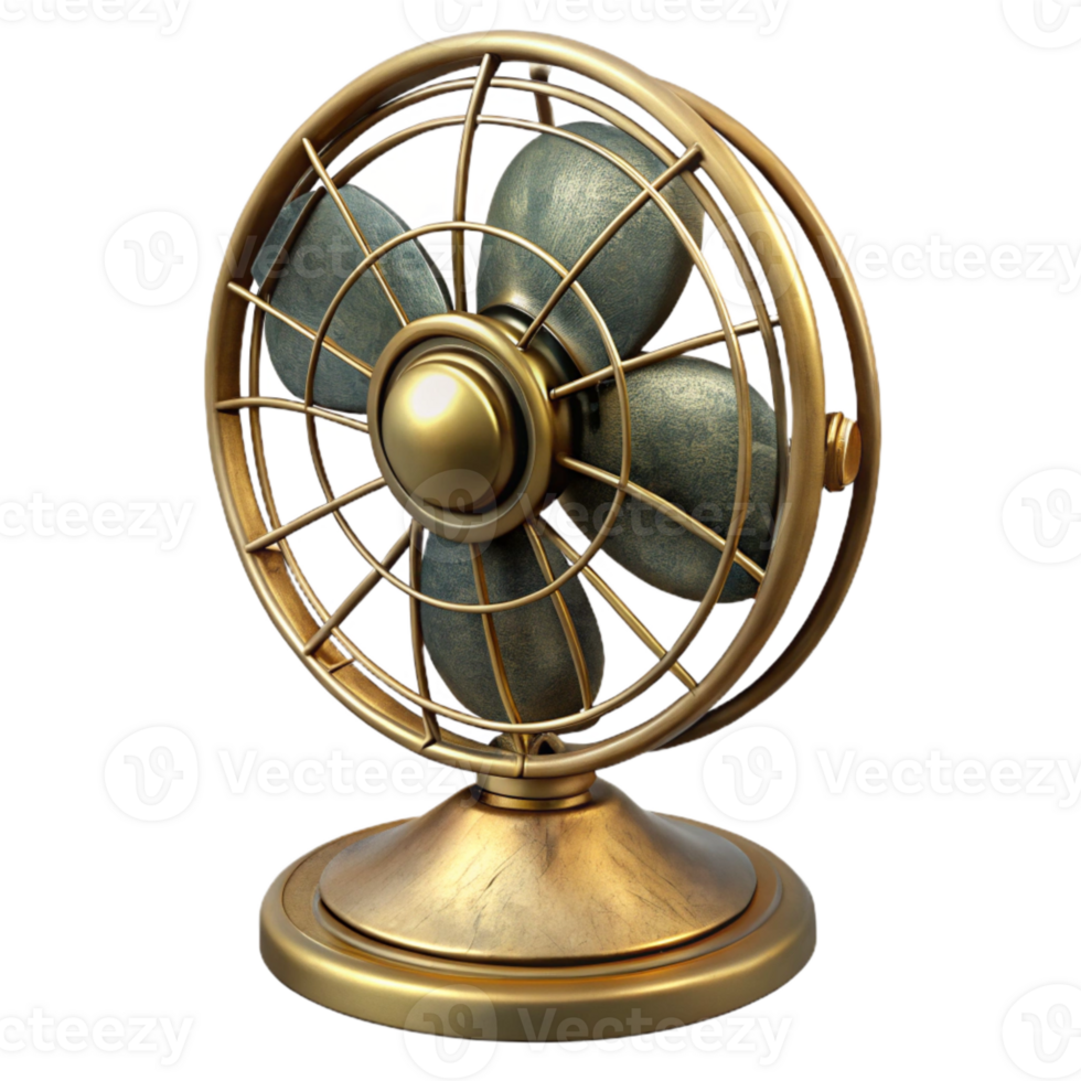 impressive abstract Antique Desk Fan Brass Finish Isolated Element detailed png