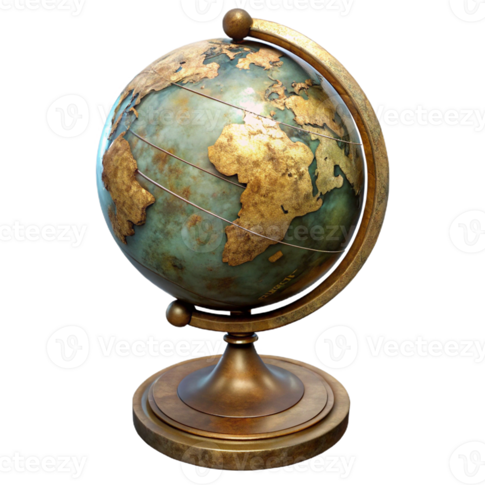 vibrant traditional Antique Globe with Stand Transparent Background exclusive png