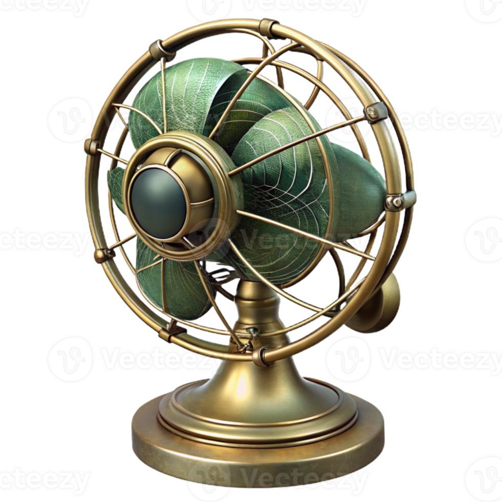 serene abstract Antique Desk Fan Brass Finish Isolated Element exclusive png