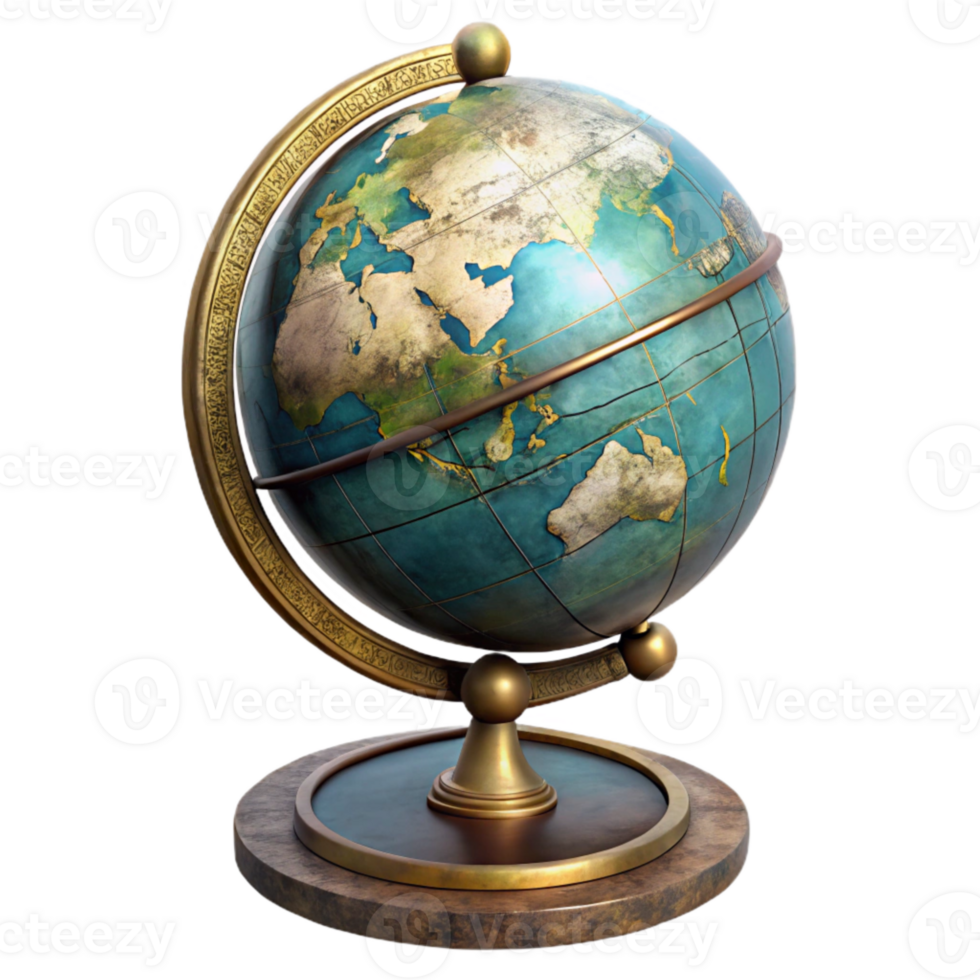 serene contemporary Antique Globe with Stand Transparent Background original png