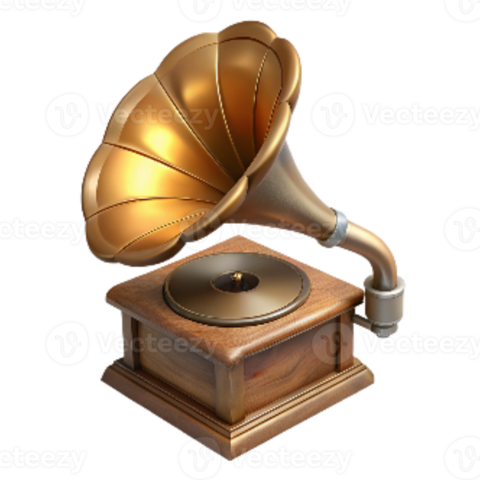 serene artistic Antique Gramophone Needle with Wooden Handle Isolated with Transparent Background high quality png