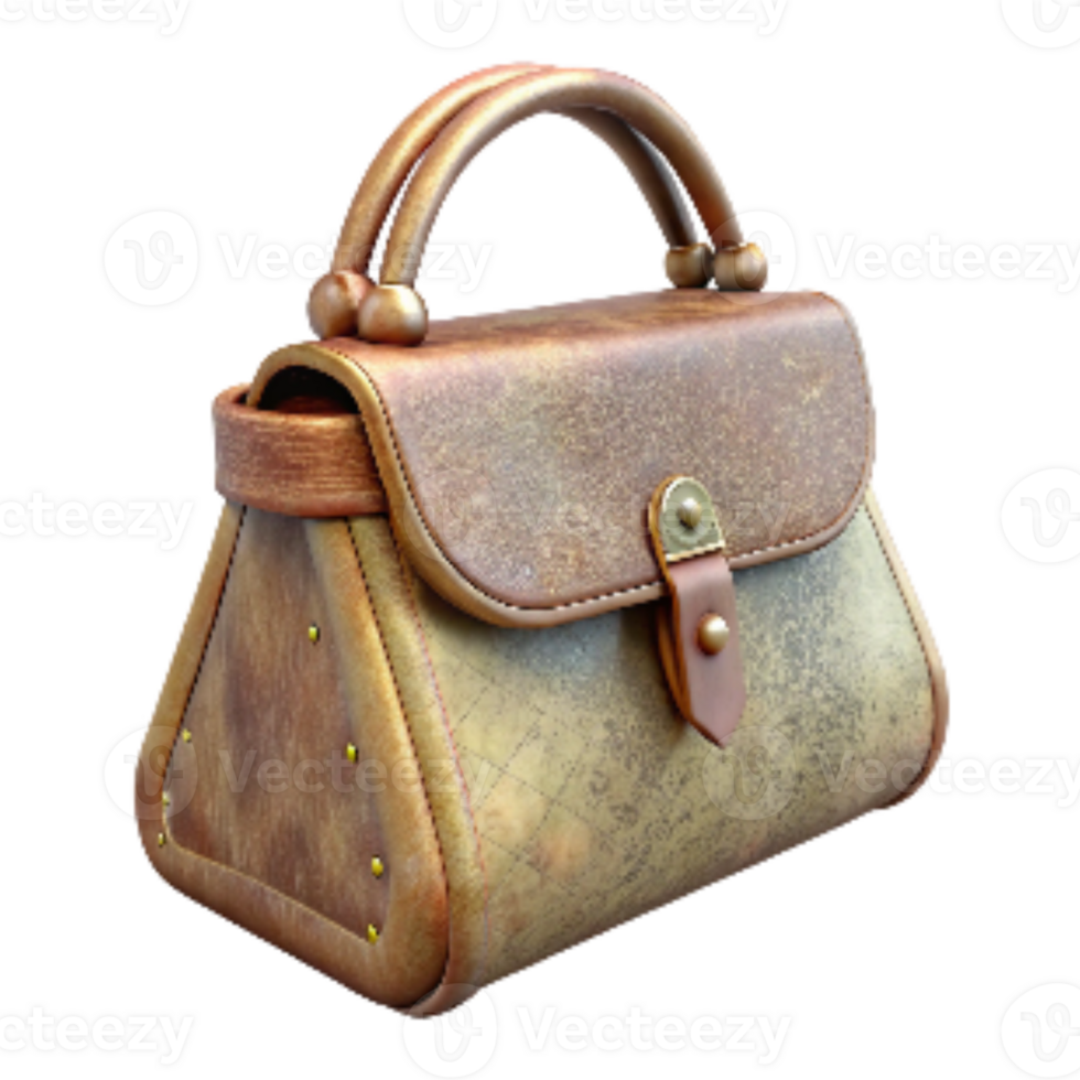dramatic contemporary Antique Handbag with Clasp Closure Transparent Background 4K png