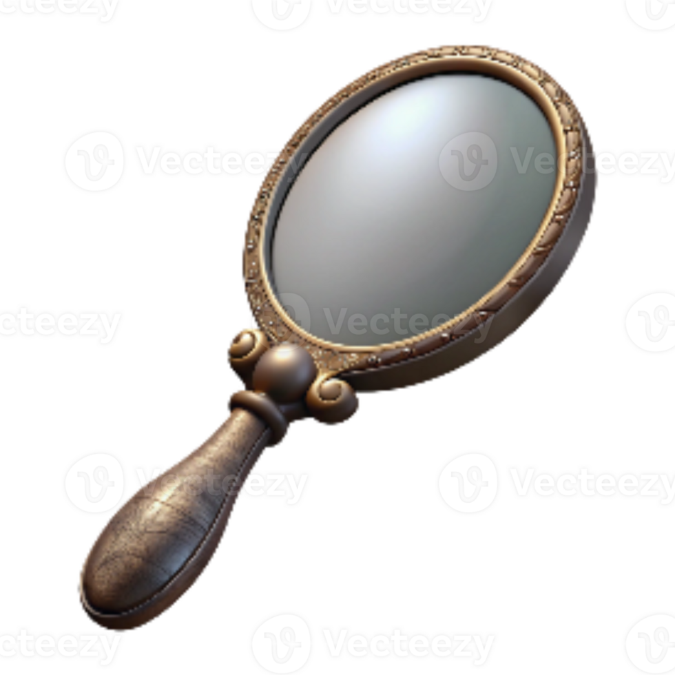 vibrant abstract Antique Hand Mirror Oval Shaped Isolated Cutout 4K png
