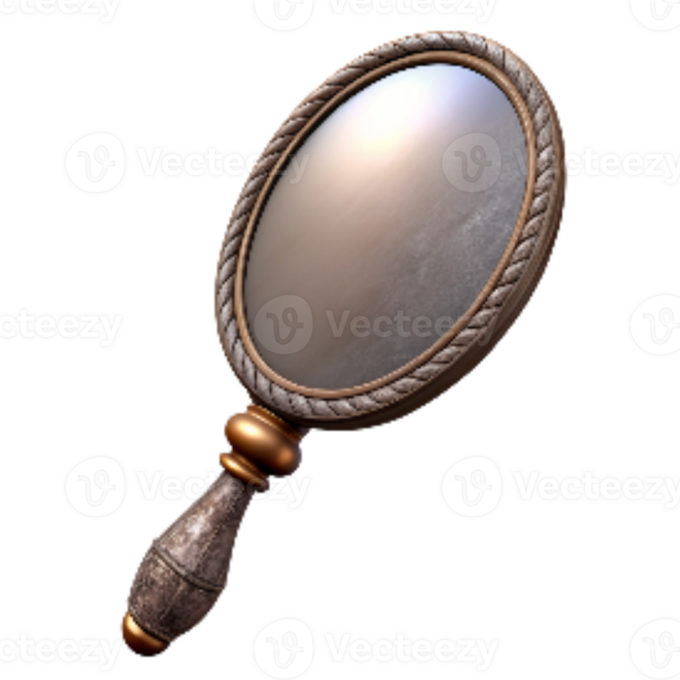 dramatic abstract Antique Hand Mirror Oval Shaped Isolated Cutout 4K png