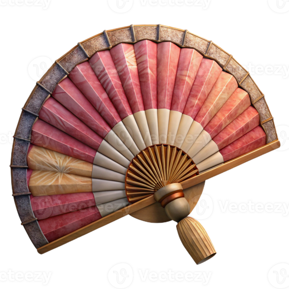 magnificent minimalist Antique Handheld Fan Silk and Wood Cutout Image high resolution png