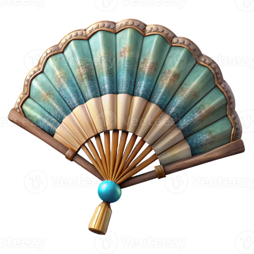 impressive abstract Antique Handheld Fan Silk and Wood Cutout Image professional png