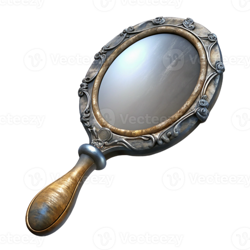 extraordinary artistic Antique Hand Mirror Silver Frame Cutout Image authentic png