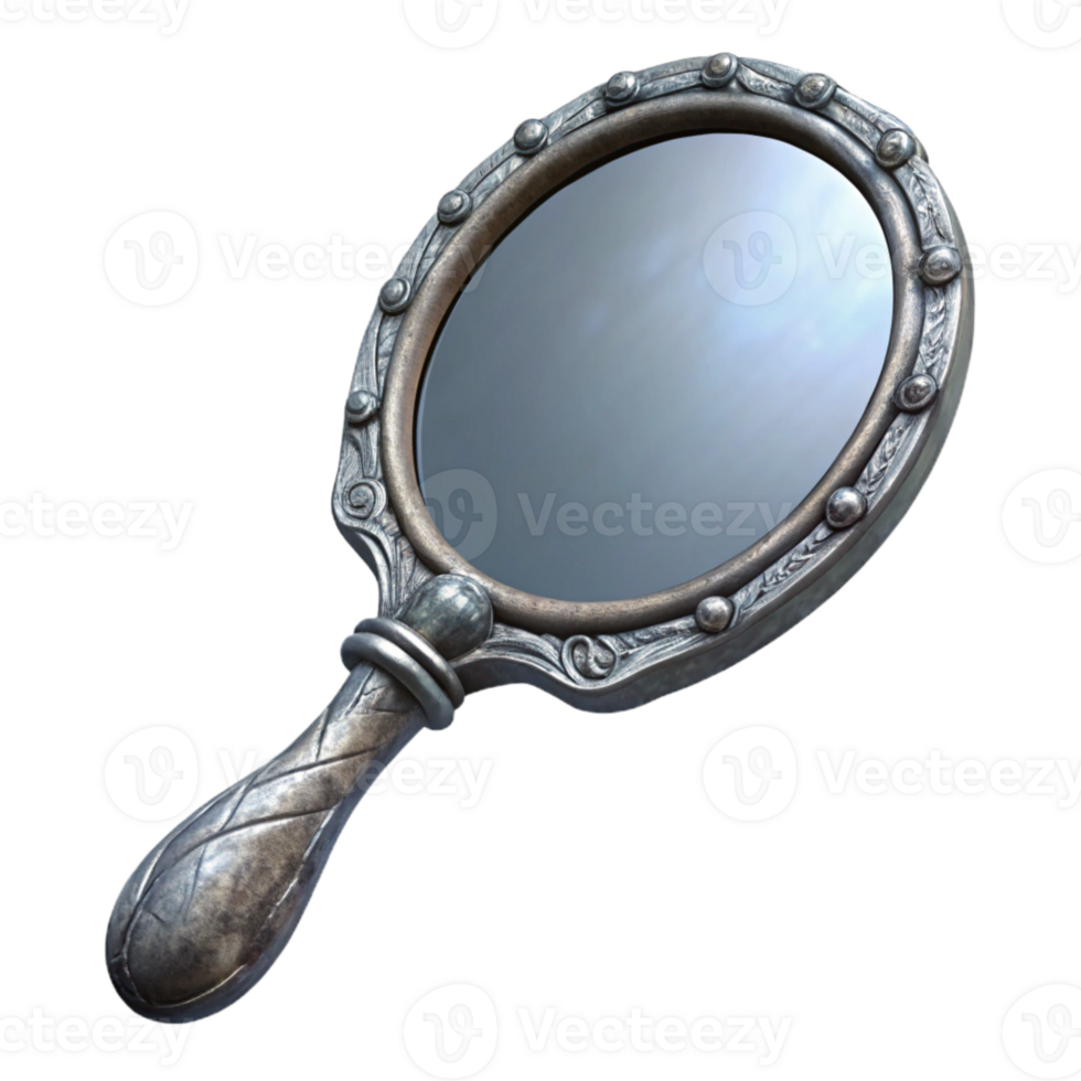 wonderful modern Antique Hand Mirror Silver Frame Cutout Image authentic png