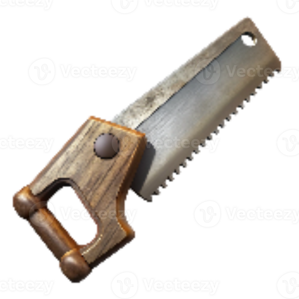 elegant abstract Antique Hand Saw with Wooden Handle Transparent Background high resolution png