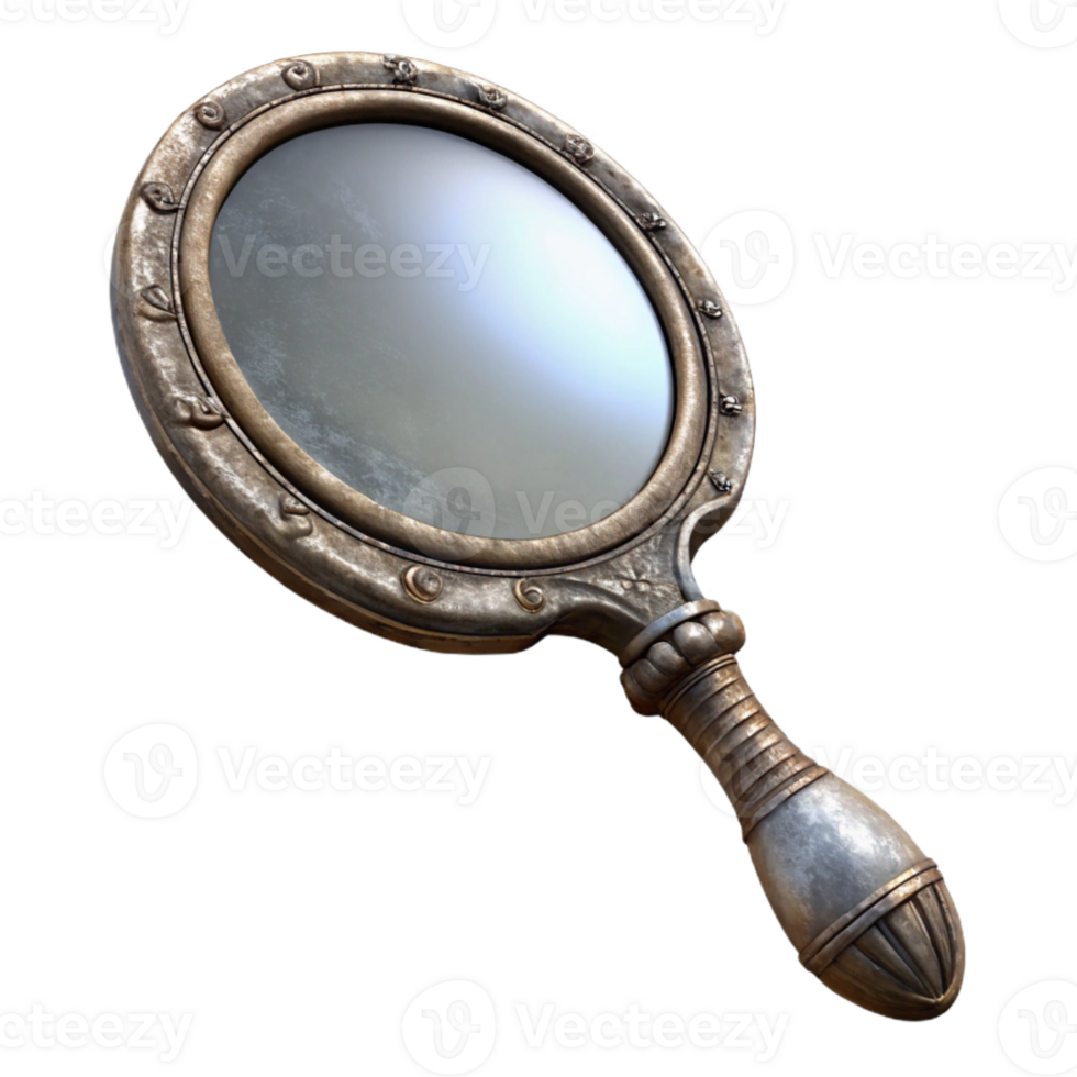 stunning abstract Antique Hand Mirror Silver Frame Cutout Image authentic png