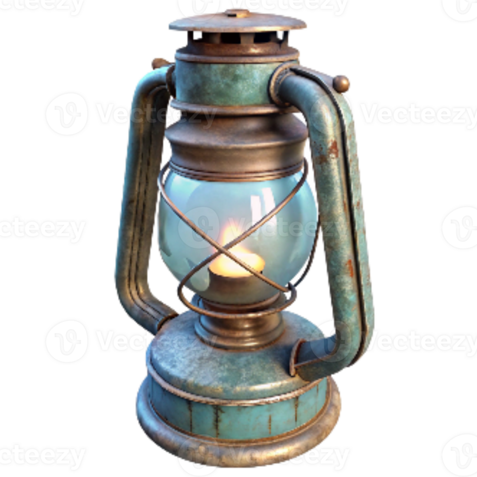 magnificent modern Antique Kerosene Lamp with Glass Chimney Transparent Background 4K png