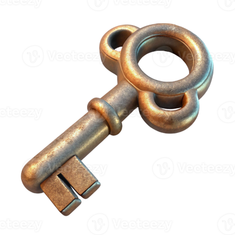 vibrant creative Antique Key Front View Transparent Element exclusive png