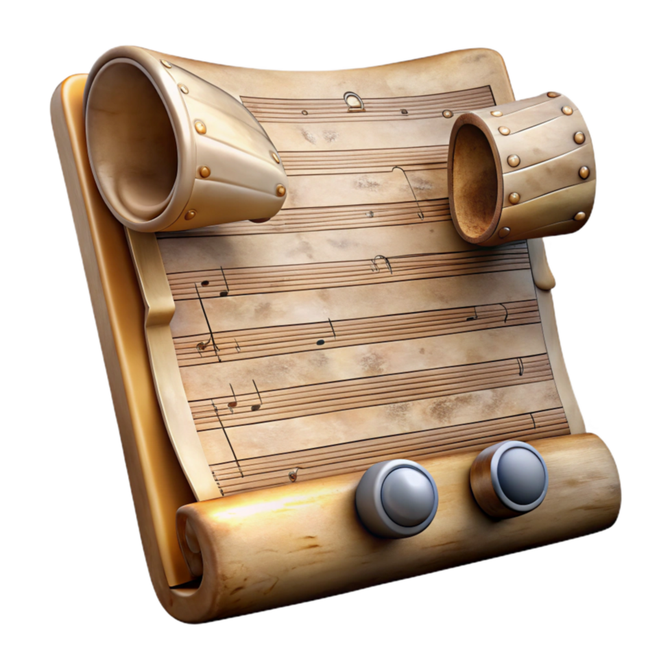 vibrant creative Antique Music Sheet with Notes Transparent Background high quality png