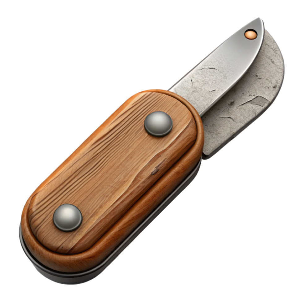 beautiful abstract Antique Pocket Knife Wooden Handle Transparent Background premium png