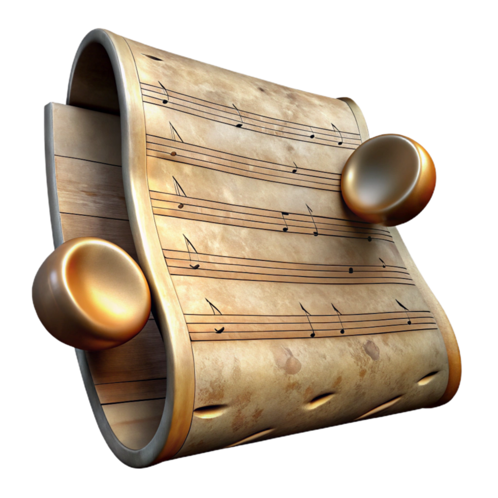 impressive abstract Antique Music Sheet with Notes Transparent Background high resolution png