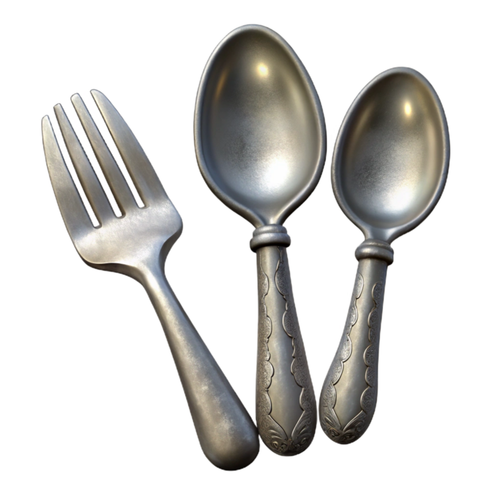 extraordinary classic Antique Silverware Fork Spoon and Knife Cutout Image detailed png