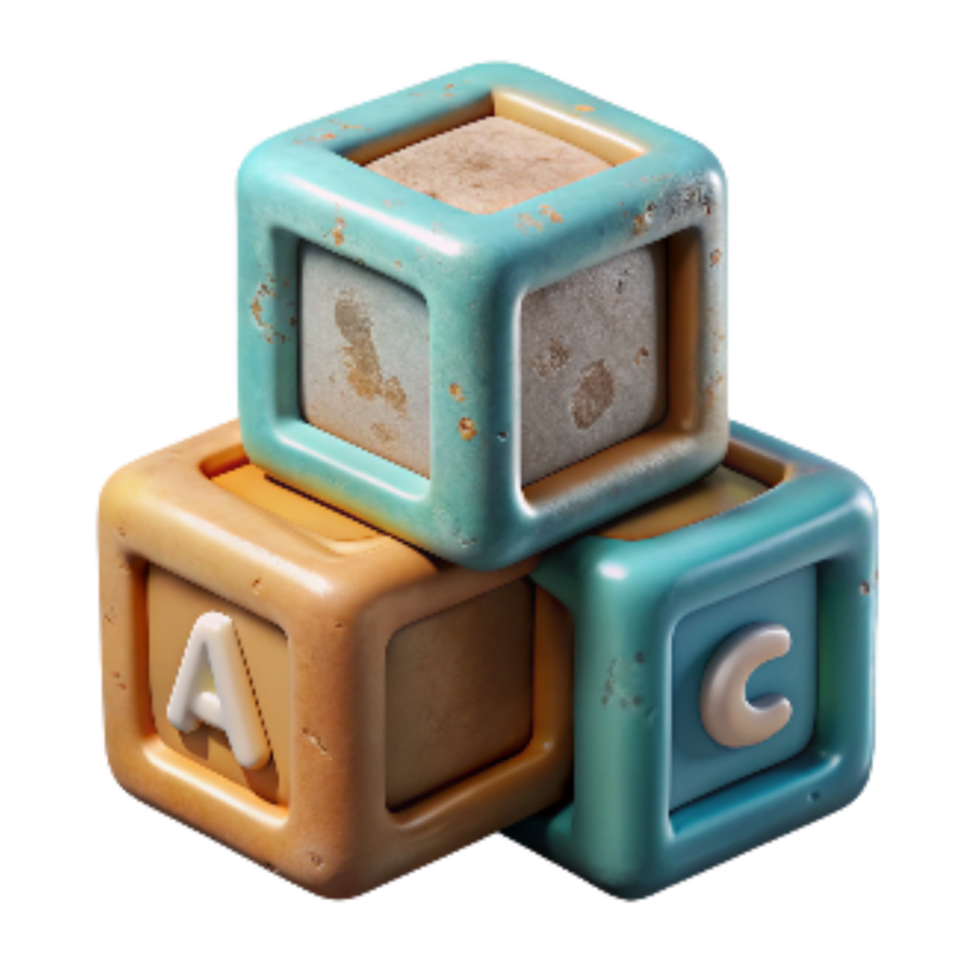 stunning classic Antique Toy Blocks with Alphabet Letters Transparent Background genuine png