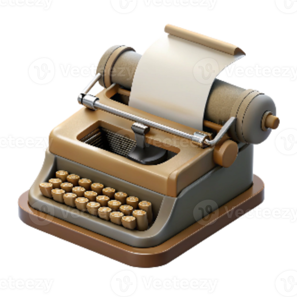 extraordinary modern Antique Typewriter with Paper Insert Isolated on a Transparent Background authentic png