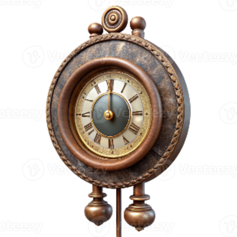 impressive abstract Antique Wall Clock with Pendulum Transparent Background authentic png