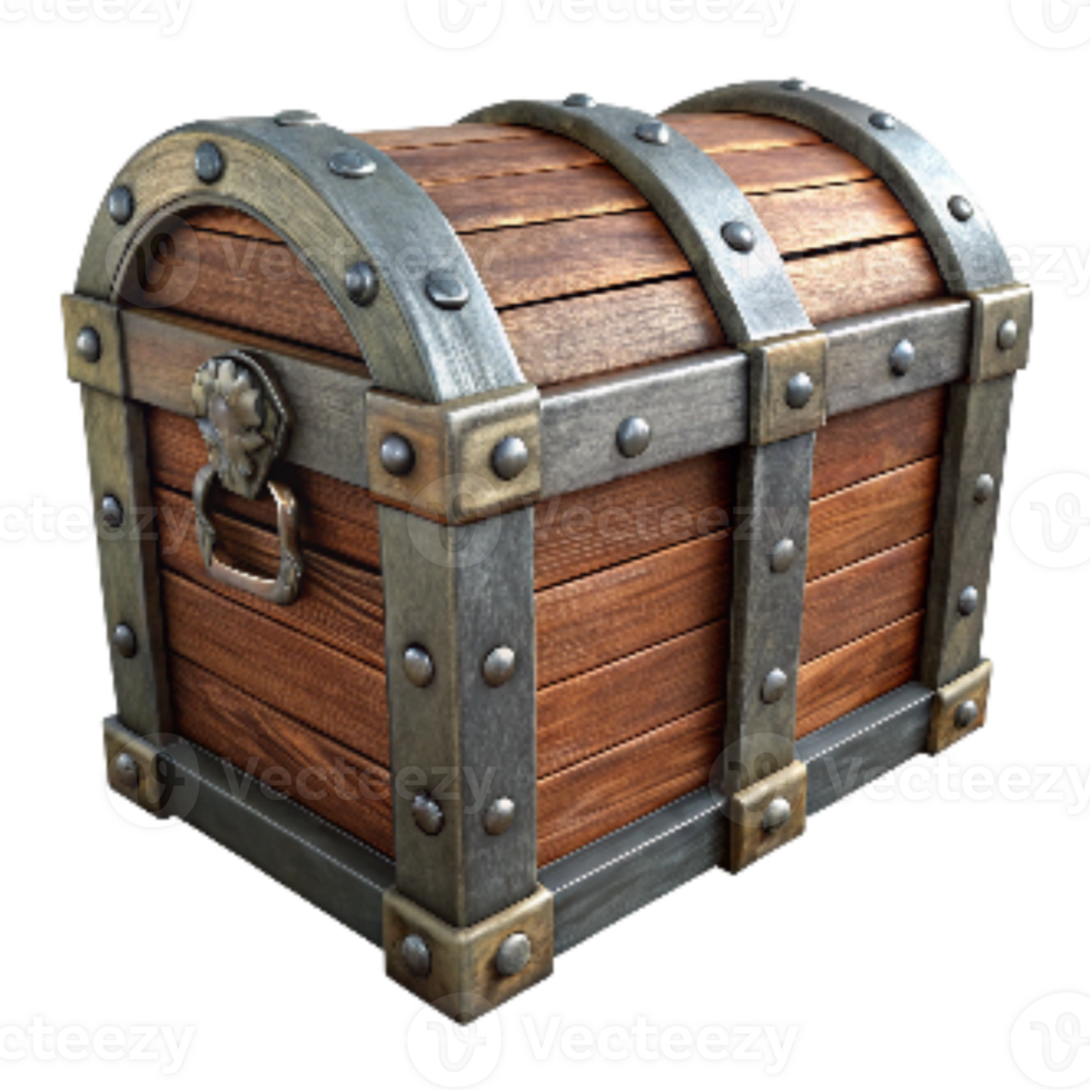 dramatic creative Antique Wooden Chest with Metal Handles Transparent Background original png