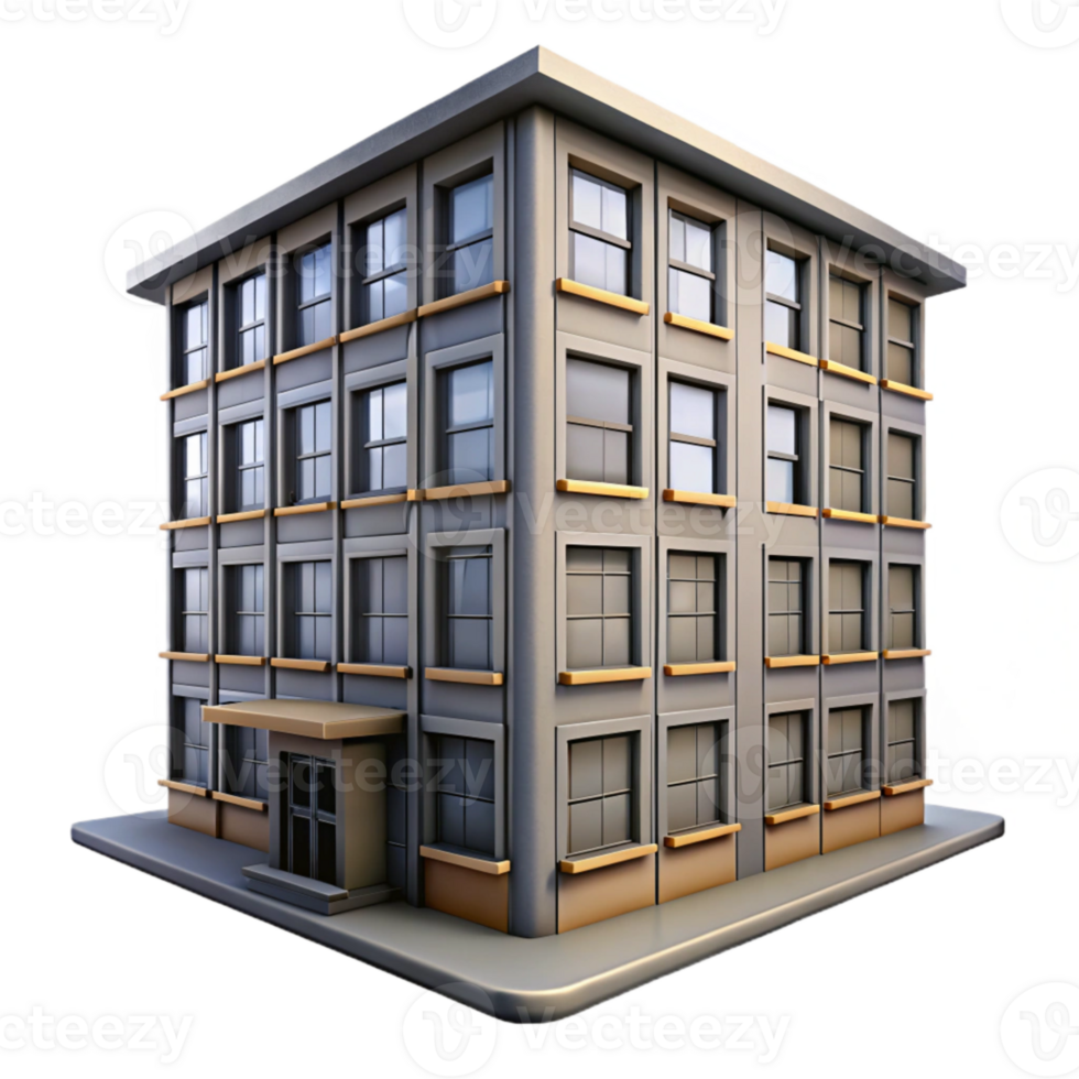 impressive minimalist Apartment Building Isolated with Multiple Windows exclusive png