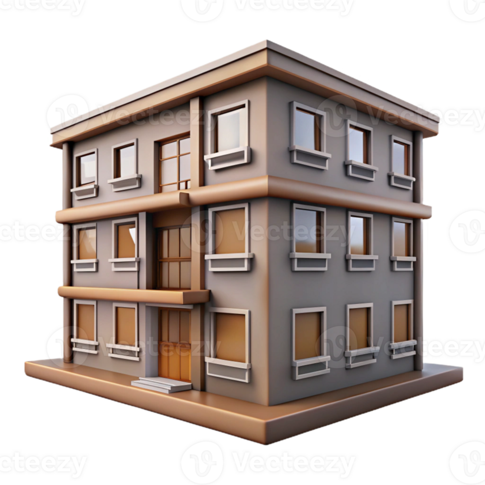 beautiful modern Apartment Building Isolated with Multiple Windows genuine png