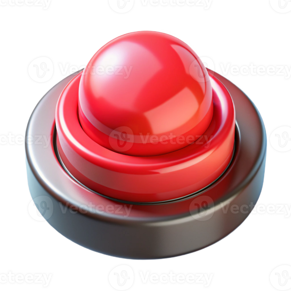 extraordinary contemporary Arcade Button Red and Illuminated Transparent Background exclusive png