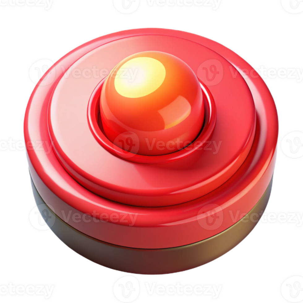 beautiful artistic Arcade Button Red and Illuminated Transparent Background 4K png