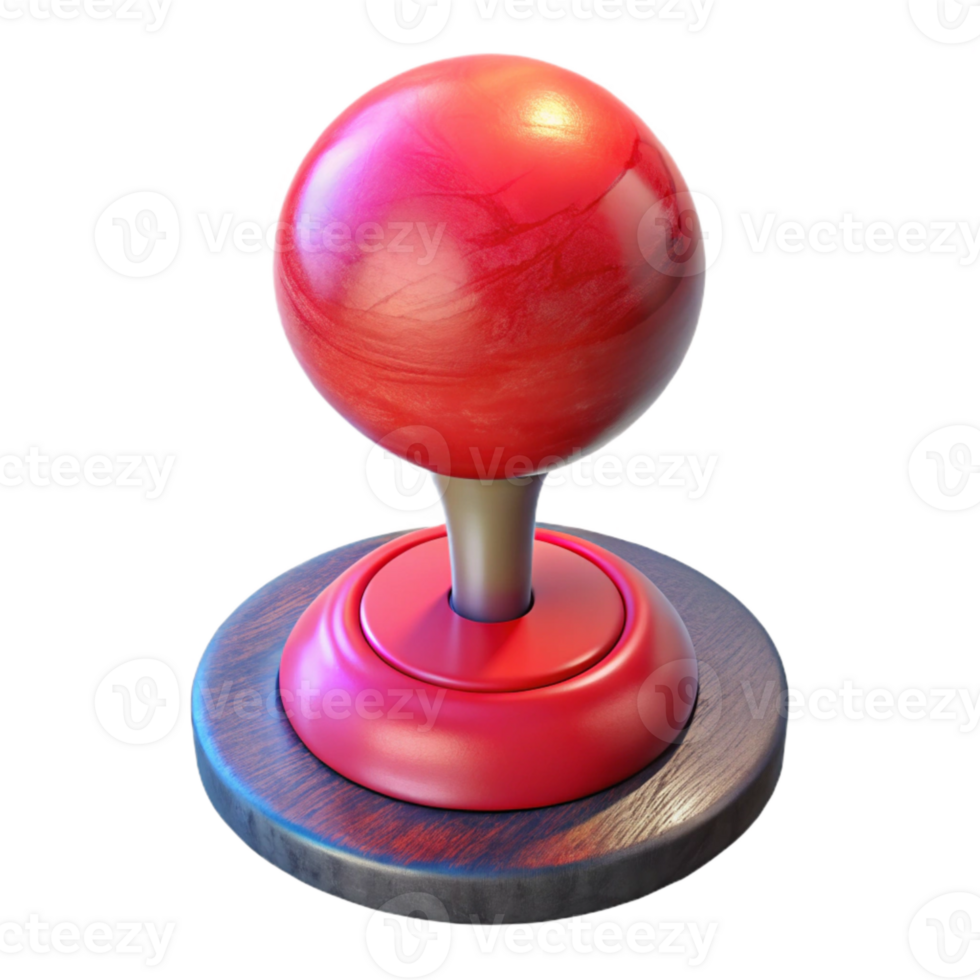 extraordinary traditional Arcade Joystick Ball Top Red Transparent Background 4K png