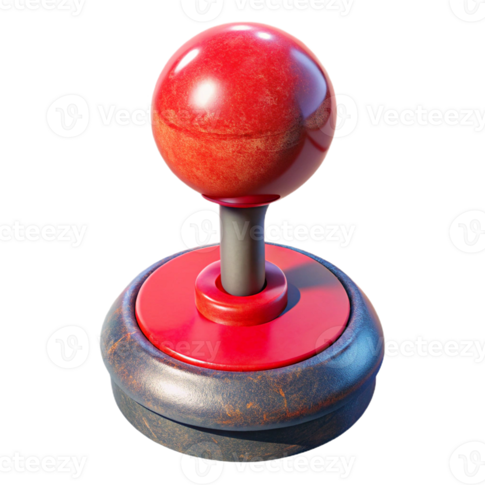 serene minimalist Arcade Joystick Ball Top Red Transparent Background 4K png