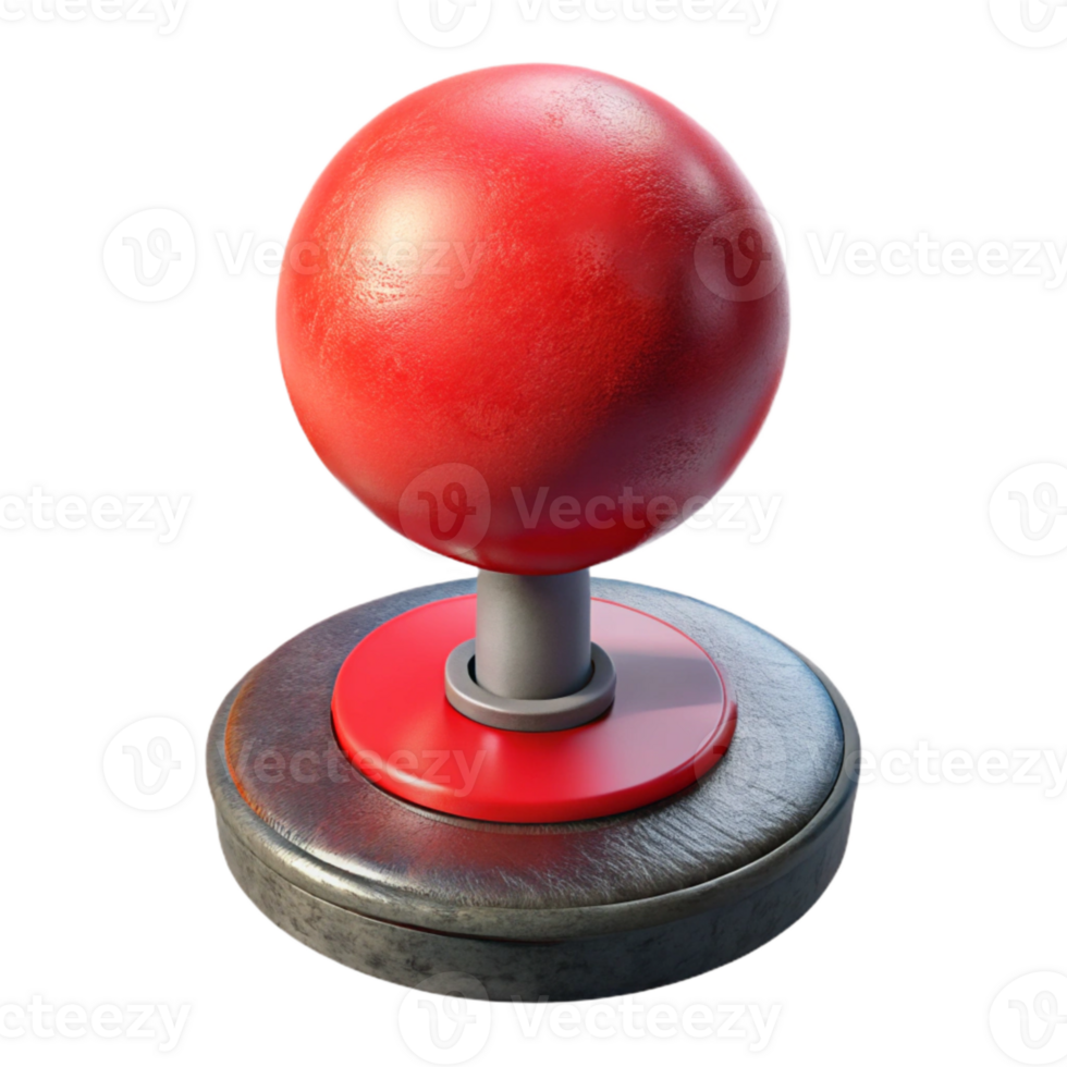 vibrant minimalist Arcade Joystick Ball Top Red Transparent Background authentic png
