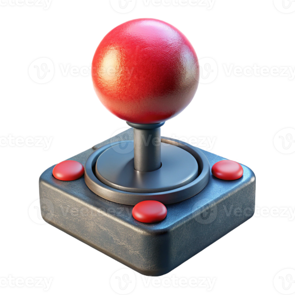 extraordinary vintage Arcade Joystick Red Ball Top Isolated Cutout high quality png