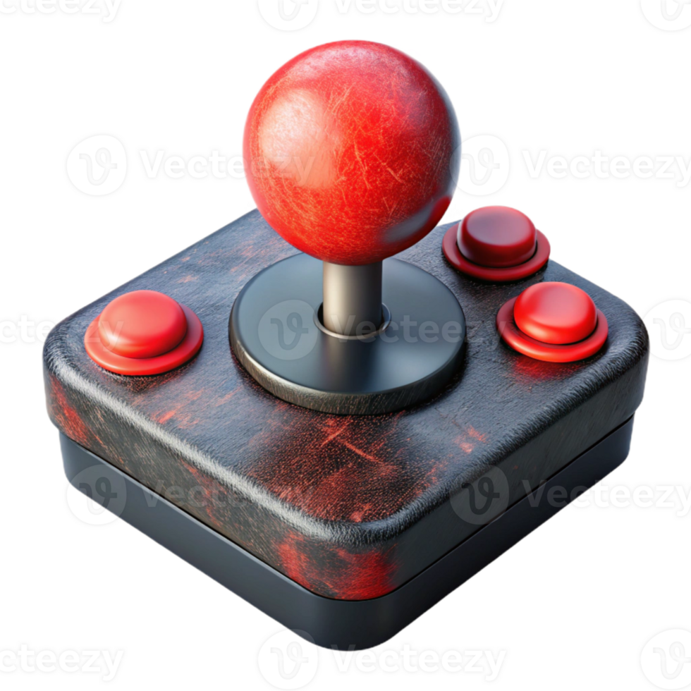 elegant classic Arcade Joystick Red and Black Cutout Element high resolution png