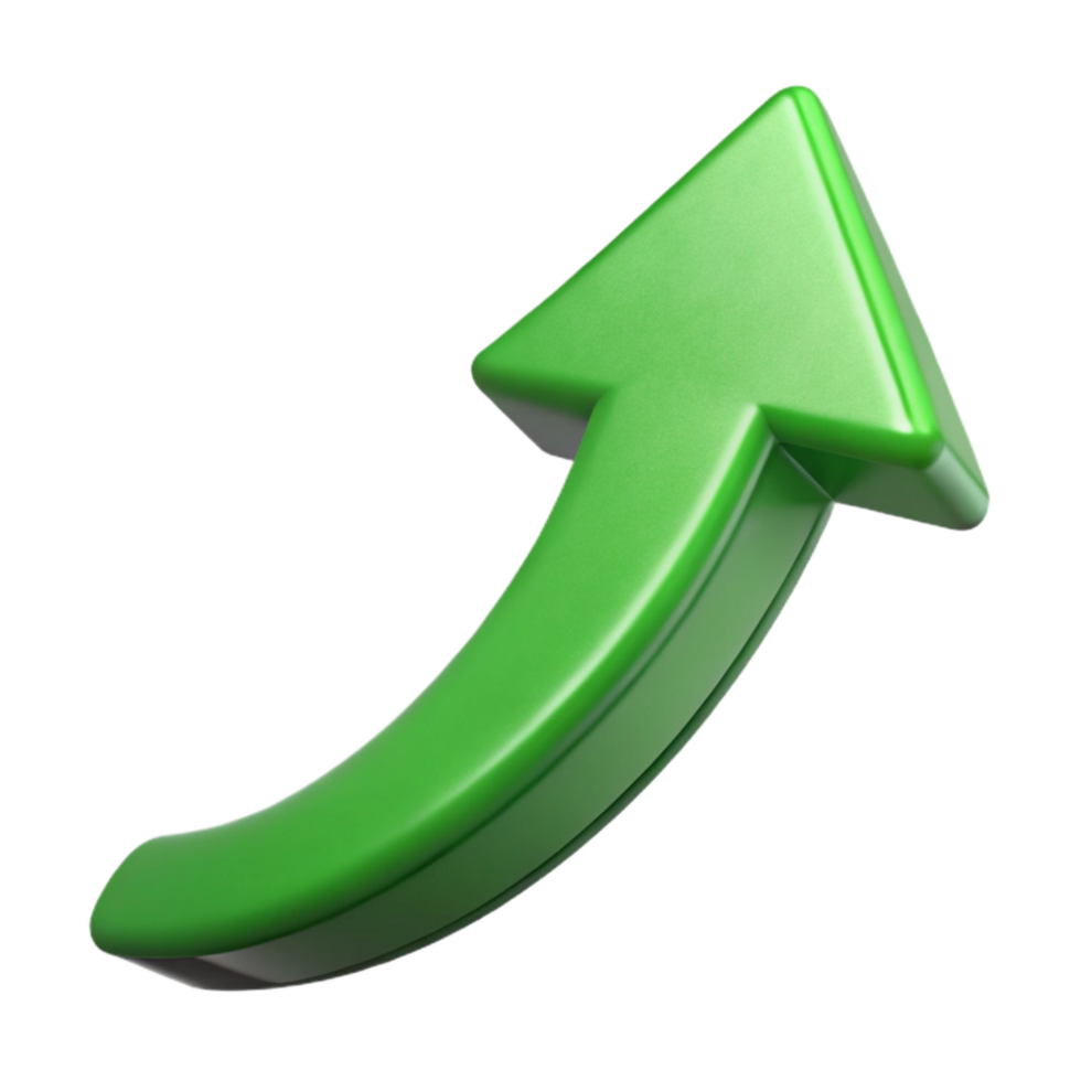 impressive traditional Arrow Moving Upwards Progress Symbol Green Color Transparent Background high quality png