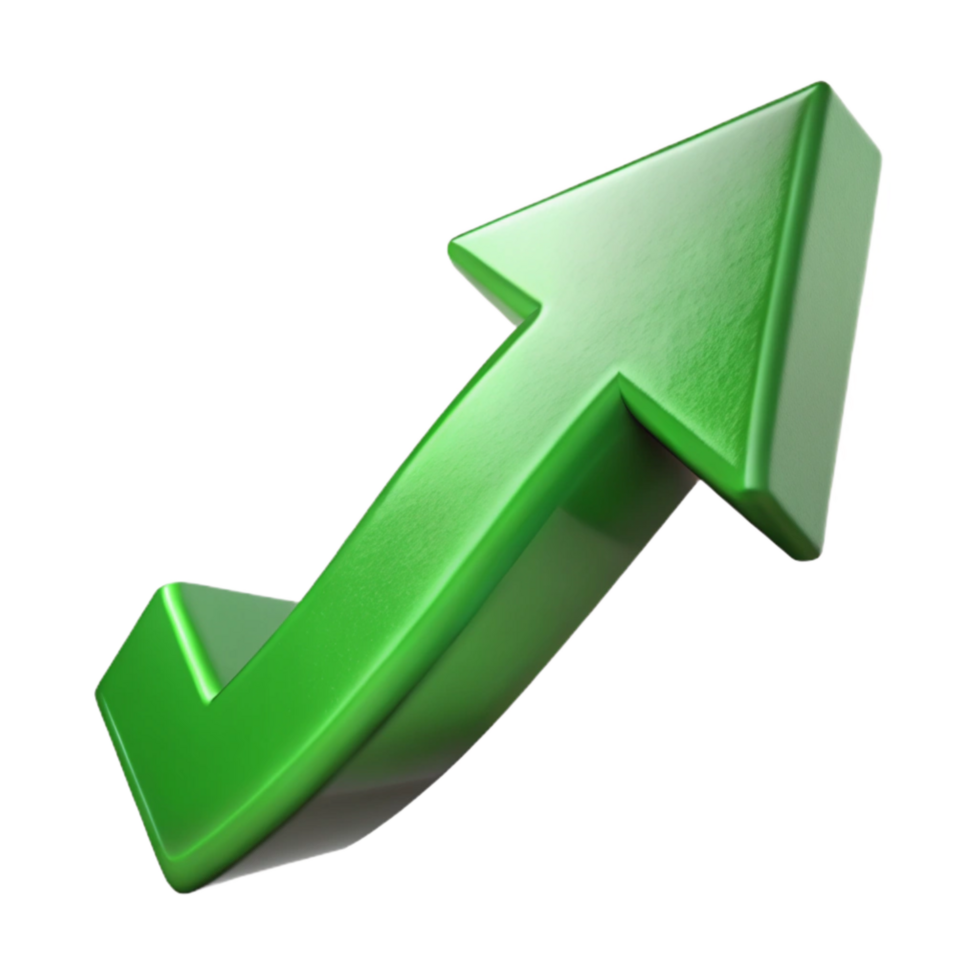 dramatic rustic Arrow Moving Upwards Progress Symbol Green Color Transparent Background professional png