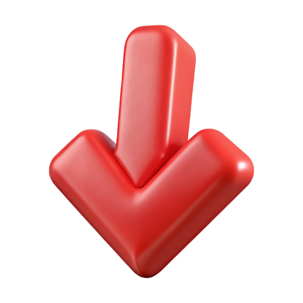 serene artistic Arrow Pointing Downwards Red Color Transparent Background authentic png