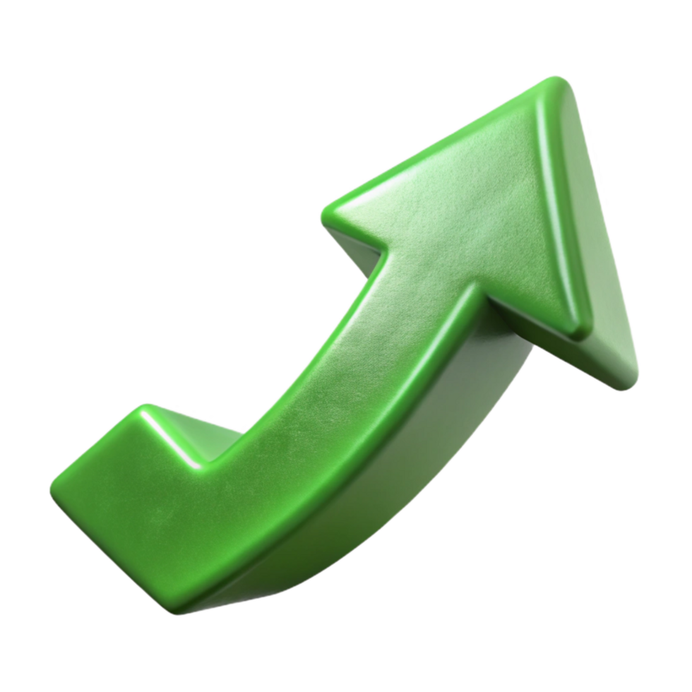 wonderful artistic Arrow Moving Upwards Progress Symbol Green Color Transparent Background original png