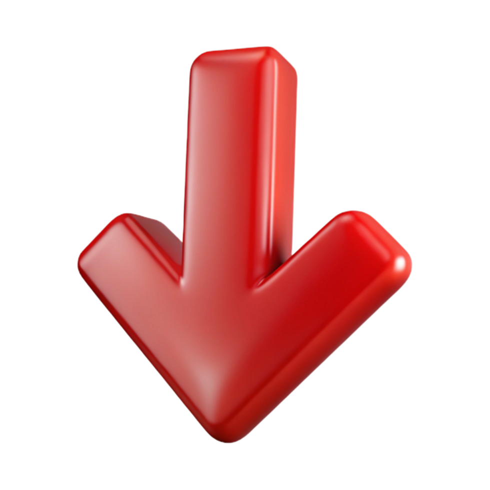 beautiful vintage Arrow Pointing Downwards Red Color Transparent Background high quality png
