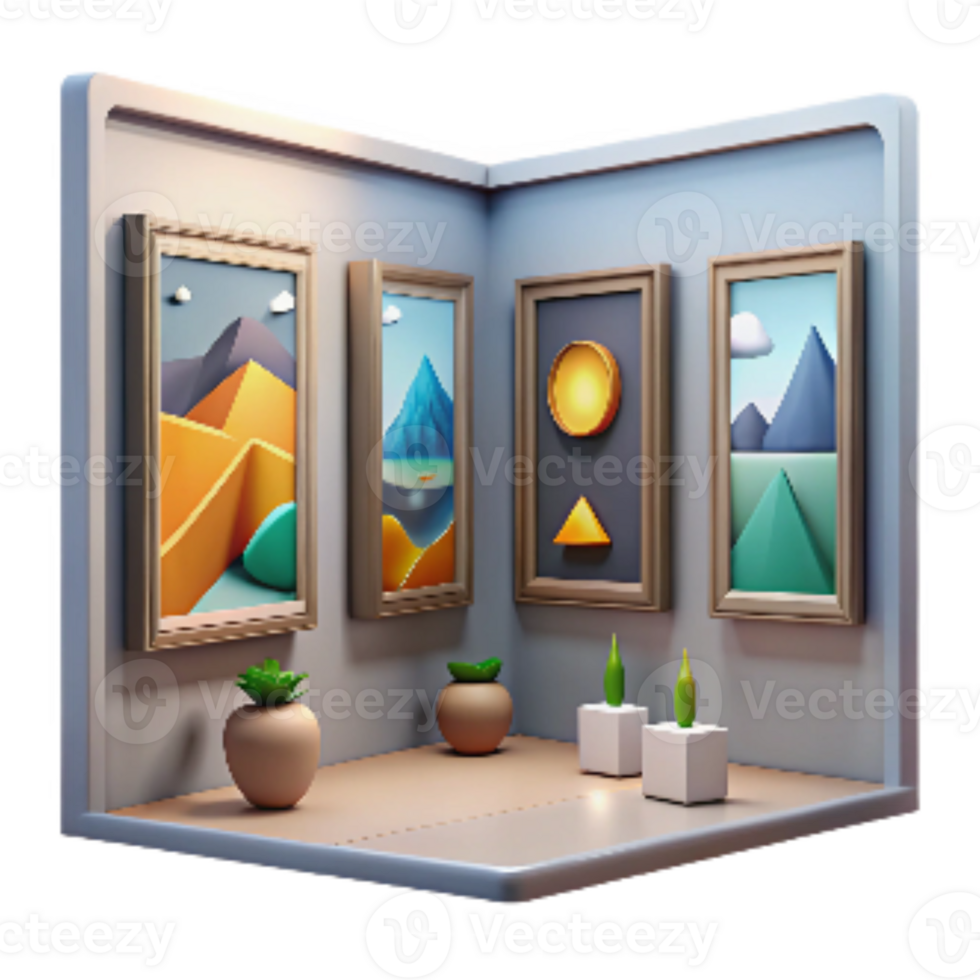 stunning modern Art Gallery Paintings on Walls Cutout original png