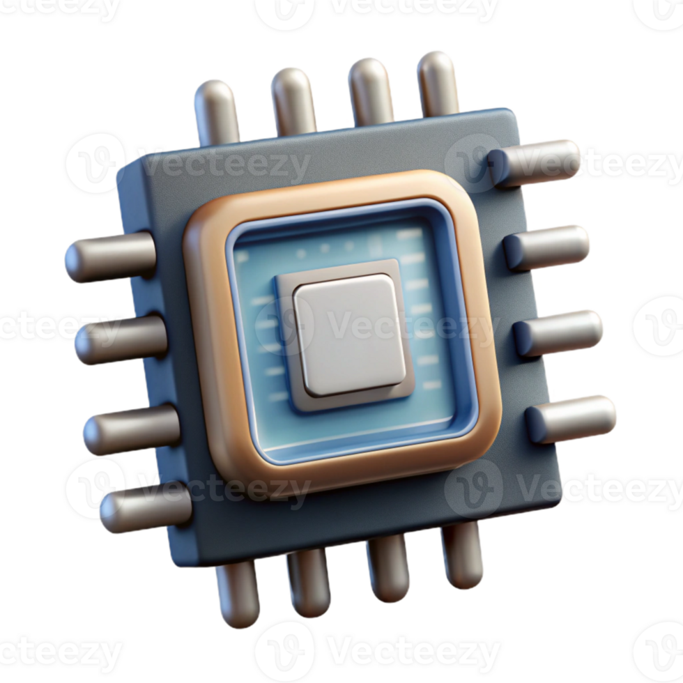 extraordinary minimalist Artificial Intelligence Chip Close Up Isolated Cutout genuine png