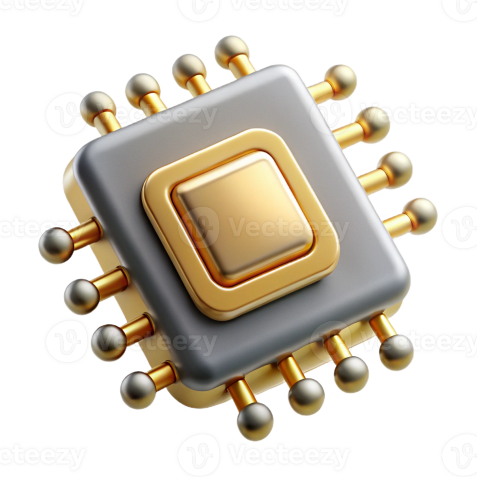 impressive traditional Artificial Intelligence Chip with Gold Contacts Cutout high resolution png