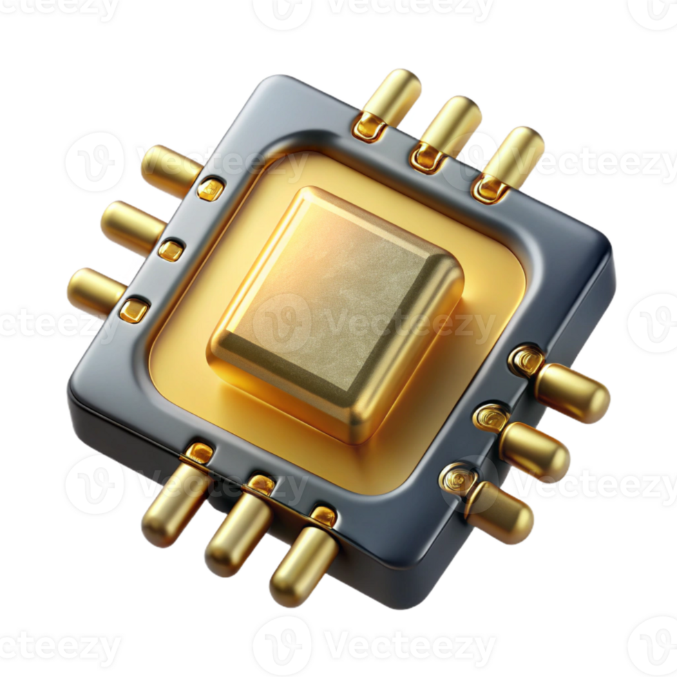 beautiful traditional Artificial Intelligence Chip with Gold Contacts Cutout professional png