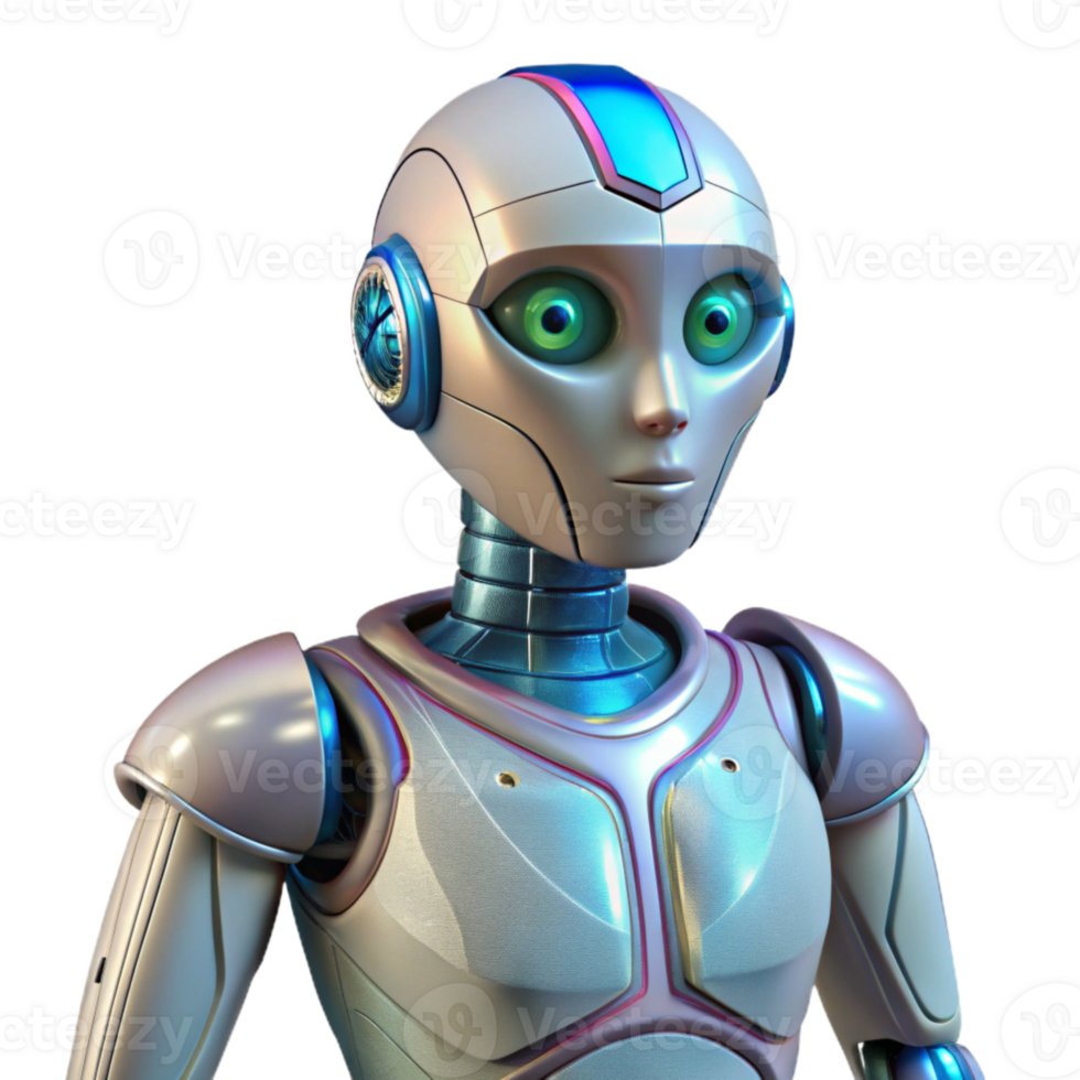 impressive vintage Artificial Intelligence Robot with Humanoid Form Transparent Cutout original png