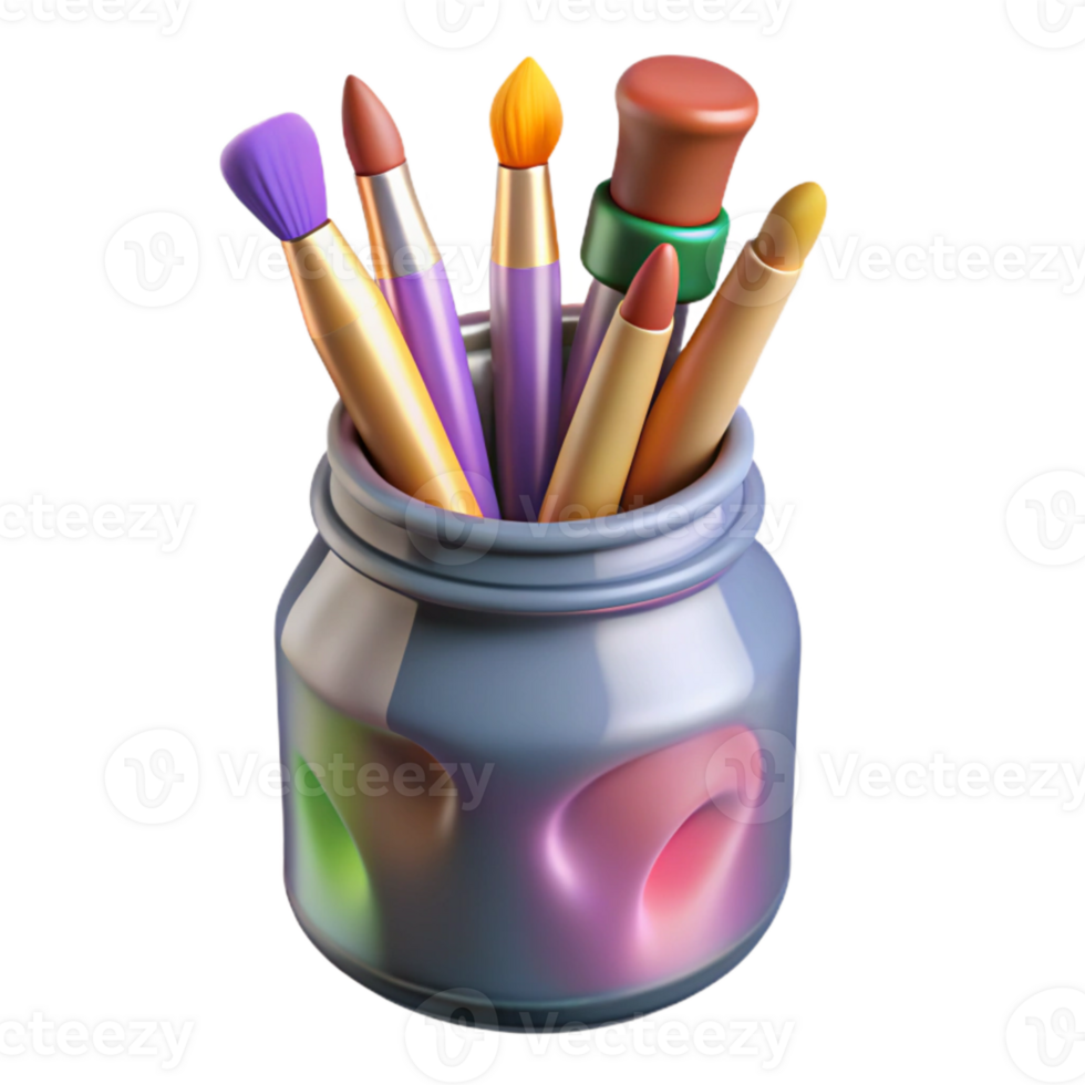 serene classic Artist Paintbrushes in a Jar Isolated Element 4K png