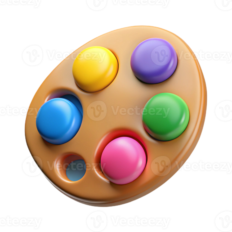 elegant classic Artist Palette Isolated with Colorful Paints Top View genuine png