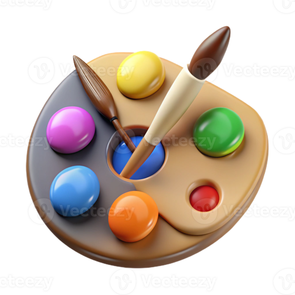 wonderful creative Artist Palette with Paintbrushes Cutout high quality png